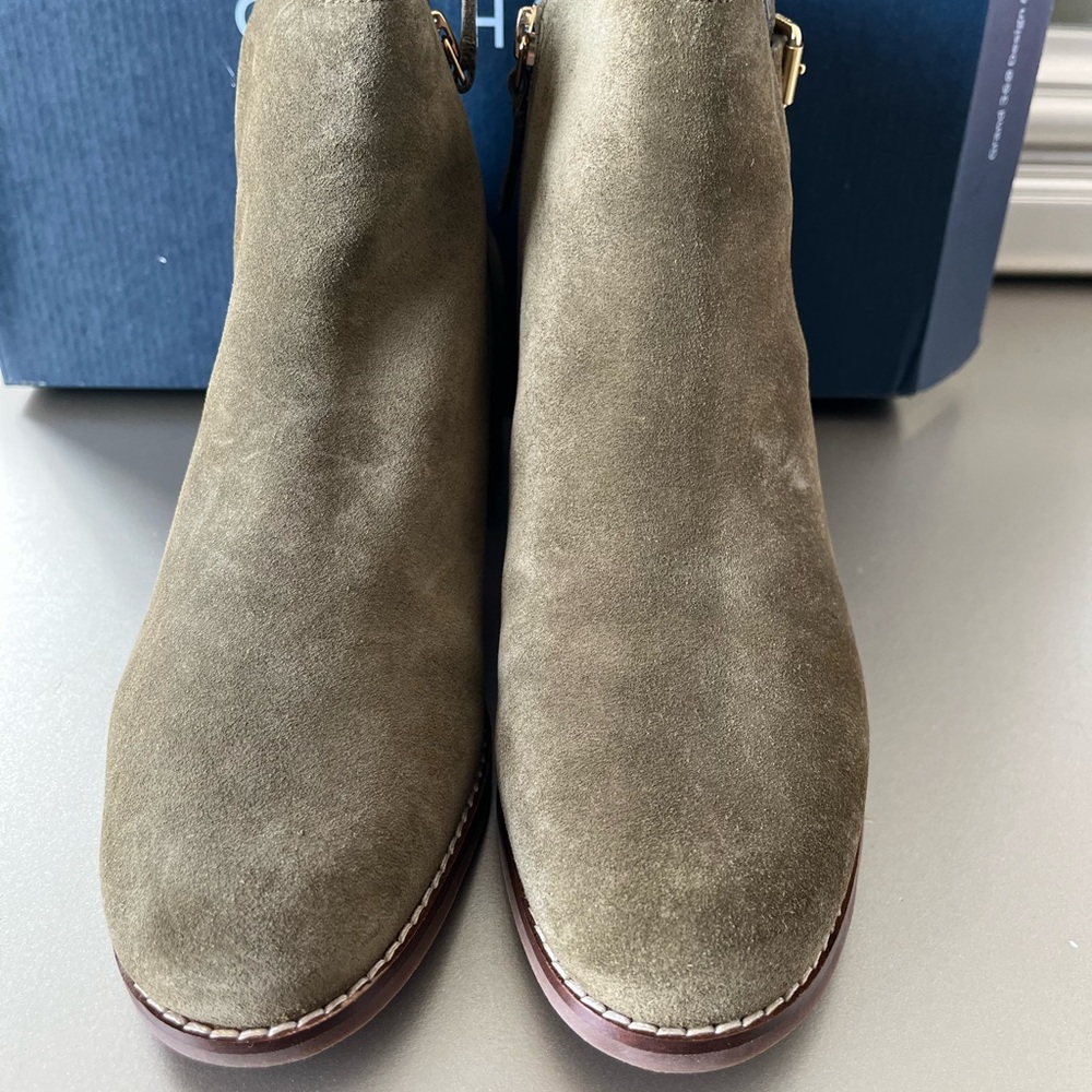 Cole Haan Olive Suede Ankle Booties
